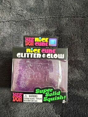 Needoh Nice Cube Glitter & Glow Purple Super Solid Squishy toy NIOP